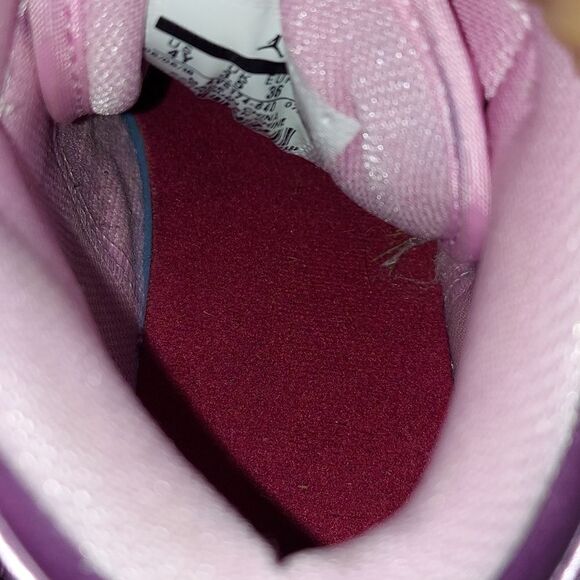 Nike Air Jordan 1 Mid SE GS Girls Metallic Pink Rose Sneakers Sz 4Y - Picture 8 of 10